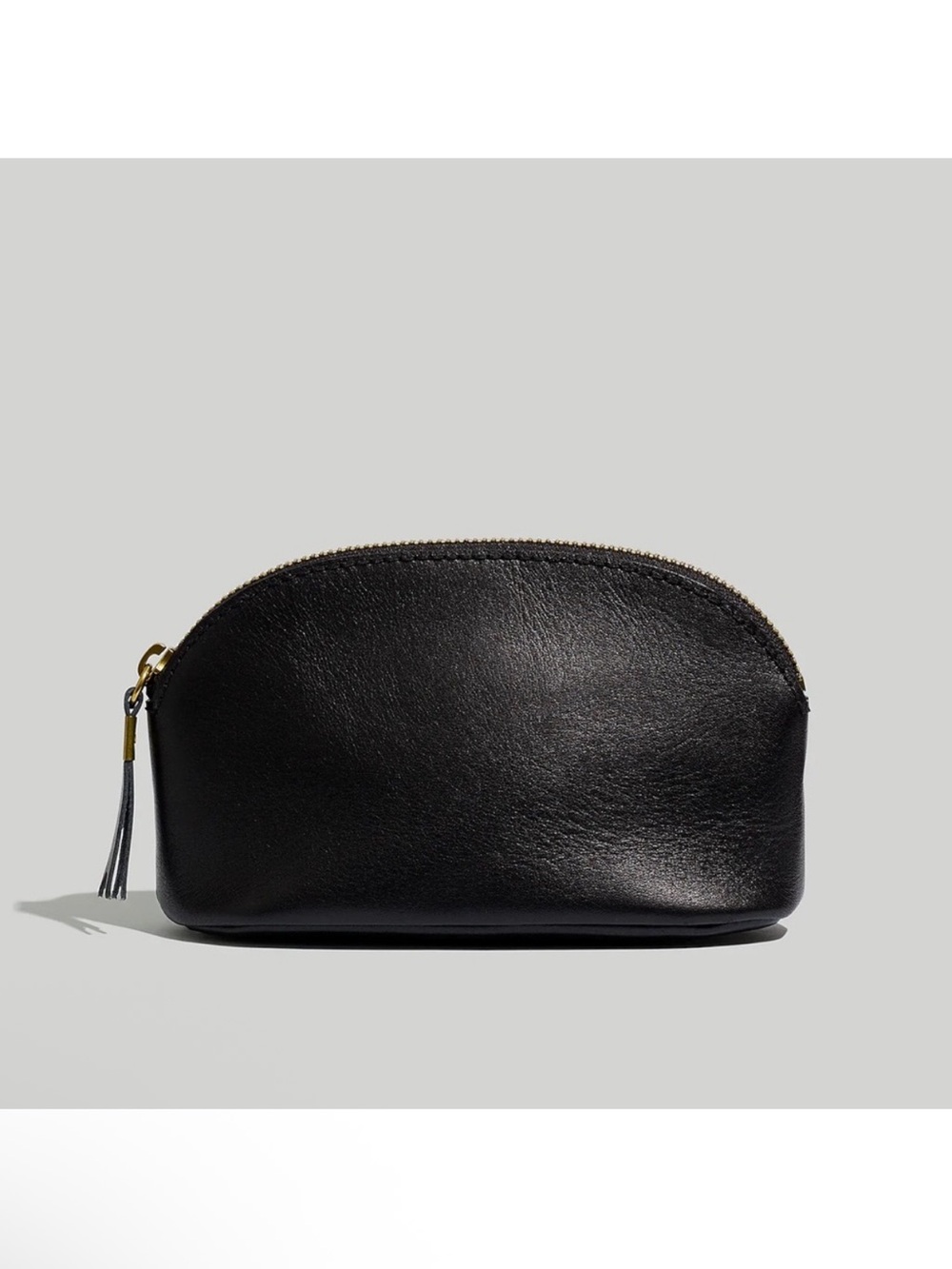 Madewell Black Leather Zip Pouch with Gold Hardware - Brand New